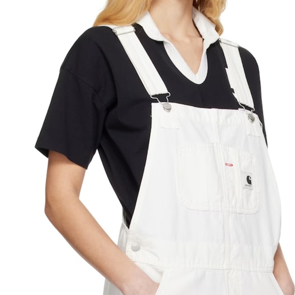 CARHARTT WORK IN PROGRESS Off-White Bib Straight Overalls New Without Tags - Picture 1 of 5